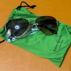 Kate Spade Aviator Sunglasses with Green Pouch